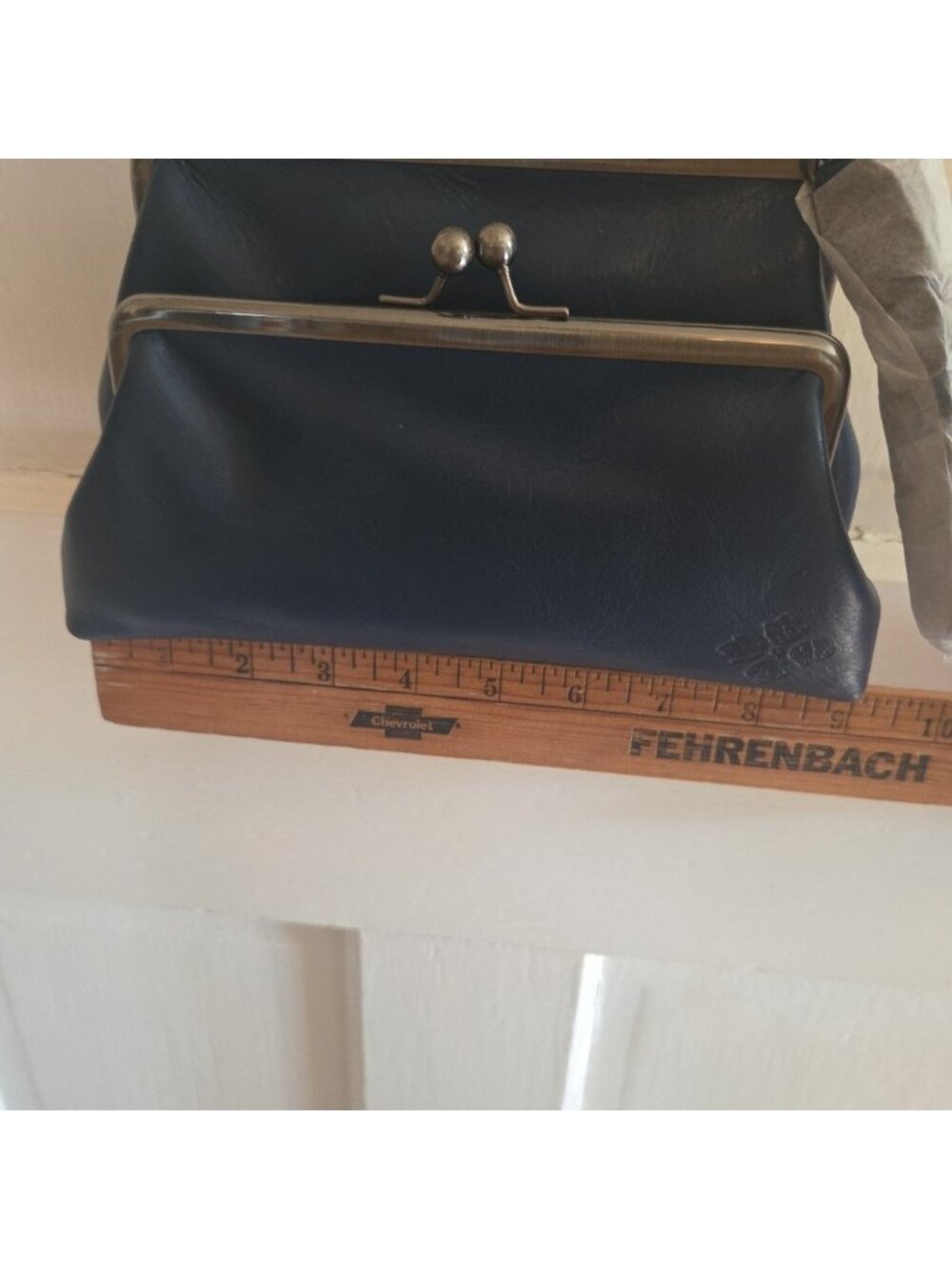 Particia Nash Lucy Leather Crossbody Purse Bag Cerulean Blue Double Kiss Lock - Picture 4 of 13